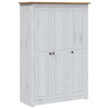 vidaXL Wardrobe 3-Door Clothes Storage Organizer Closet White Pine Panama Range