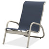 Gardenella Sling Stacking Poolside Chair, Textured Warm Gray, Augustine Denim