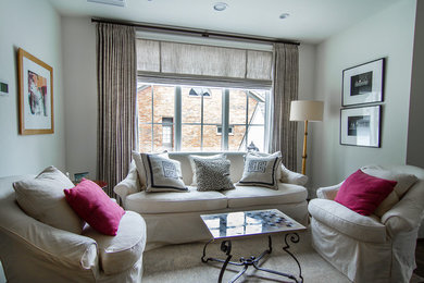 Mid-sized transitional master bedroom photo in Houston