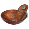 Mahogany Moon Glass Vessel Sink and Waterfall Faucet