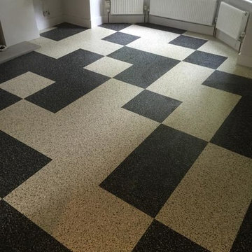 Installing Marmoleum Artoleum in a Black & White Pattern to Hall