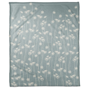 Blue Pattern White Floral 50x60 Coral Fleece Blanket