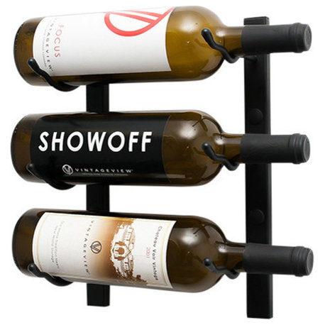 W Series Wine Rack 1 Wall Mounted Metal Wine Rack, Matte Black, 3 Bottles (Single Deep)