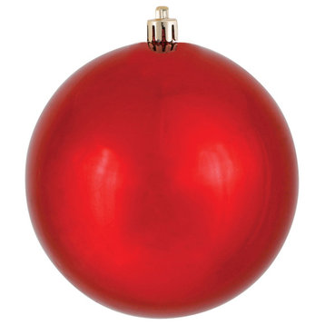 Vickerman N591503DSV 6" Red Shiny Ball Ornament, 4 per Bag