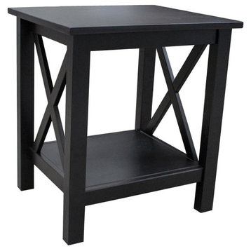 Riverbay Furniture Baldwin Modern Wood X-Design End Table in Black