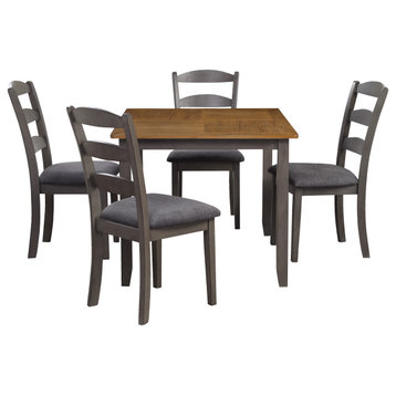 West Lake 47� 5-Piece Dining Table Set, Antique Natural Top/Gray Base