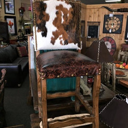Cowhide & Leather Bar Chair - Dining Chairs