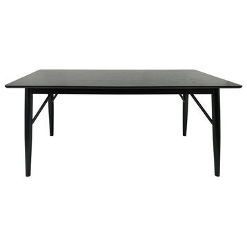 Joey Wooden Six Seater Dining Table, Black Finish