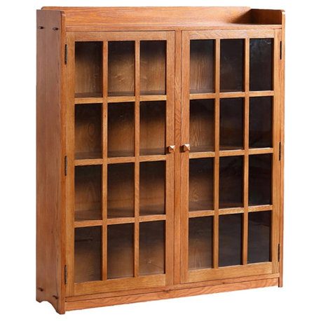 Crafters and Weavers Arts and Crafts 2-Door Wood Bookcase in Cherry