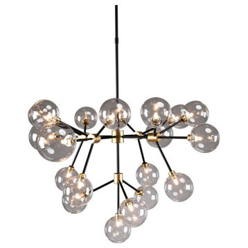 Kosas Home Timothy 20-light Iron and Glass Chandelier in Black and Gold