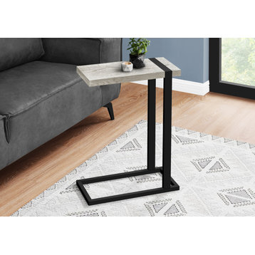 Accent Table Gray Reclaimed Wood-Look, Black Metal