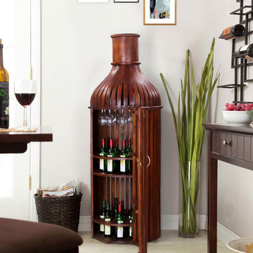 Bordeaux Handcrafted Solid Wood Wine Bottle Storage Bar Cabinet