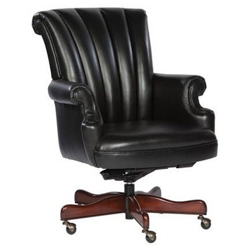 Hekman Black Leather Executive Chair