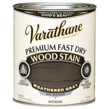 Varathane 269394 Premium Fast Dry Oil-Based Wood Stain, Weathered Gray, 1 Qt