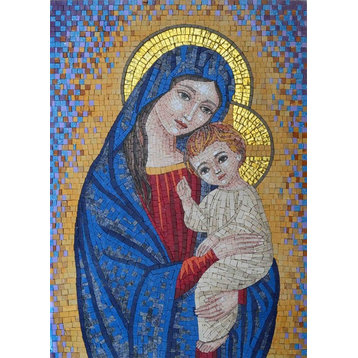 Mosaic Icon, Portrait of Virgin Mary, 30"x41"