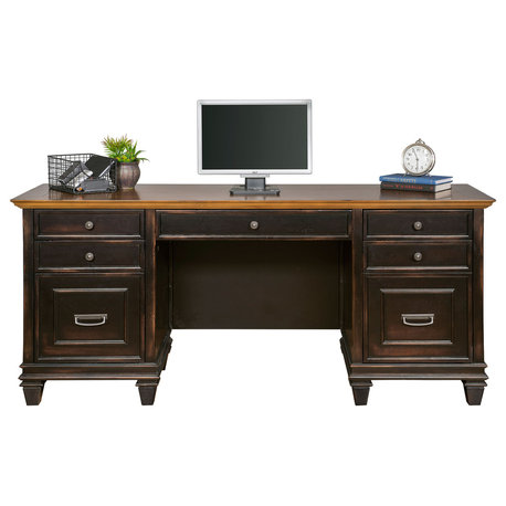 Martin Furniture Hartford Wood Credenza Office Desk Writing Table Black