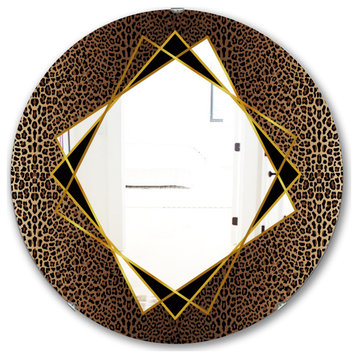 Designart Leopard 6 Glam Round Wall Mirror, 32x32