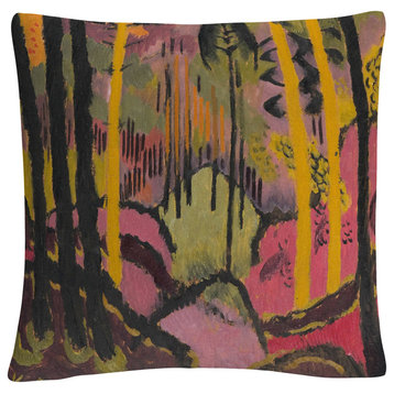 Johann Walters 'Trunks And Foliage' 16"x16" Decorative Throw Pillow