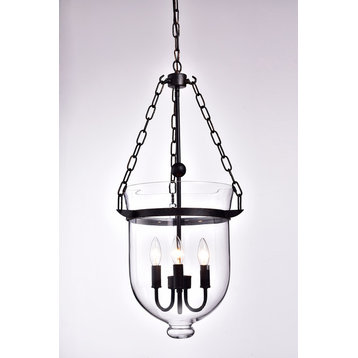 Belita 3-Light Antique Bronze Finish Glass Lantern Pendant Chandelier, Large