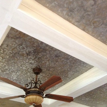 Faux finish ceiling insets (ceiling beams BEFORE refinishing)