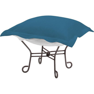 HOWARD ELLIOTT Pouf Ottoman Ocean Blue Seascape Sunbrella Acrylic
