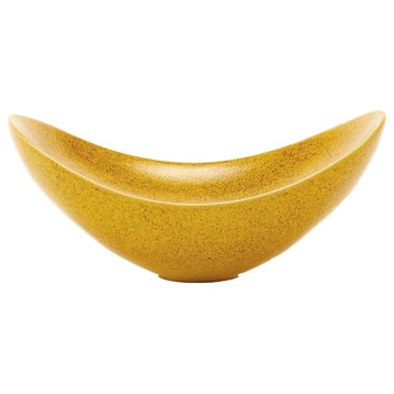 Sunshine Yellow Midcentury Swoop Shape Decorative Bowl Wide Modern Elegant Curve