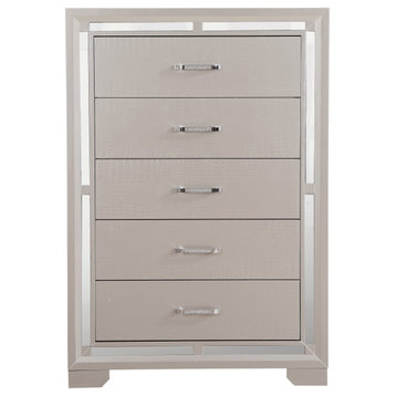 Alana Silver Champagne 5-Drawer Chest of Drawers (33 in. L X 17 in. W X 48...