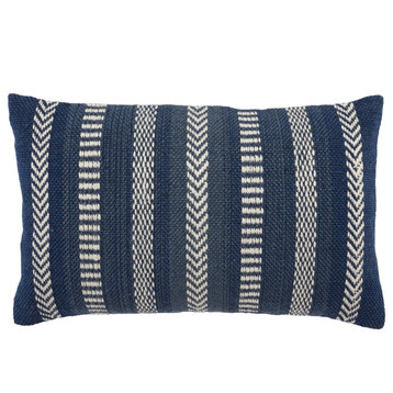 Vibe by Jaipur Living Papyrus Striped Indoor/Outdoor Lumbar Pillow, Blue/Ivory