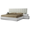 Milan White Lacquer Stacked Block Design Queen Size Bedroom Set