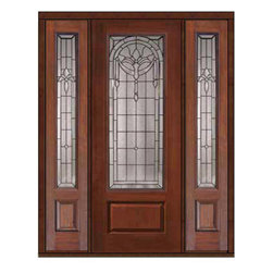 Prehung Sidelights Door 96 Fiberglass Palacio 1 Panel 3/4 Lite Glass - Front Doors