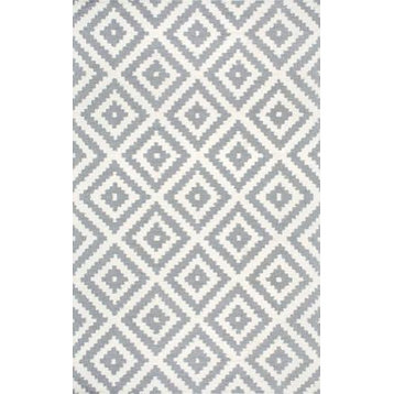 nuLOOM Hand-Tufted Geometric Tuscan Rug, Gray, 3'x5' Oval