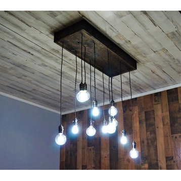 Modern Simple Chandelier 12-Pendant Lights Rustic Farmhouse Style Art