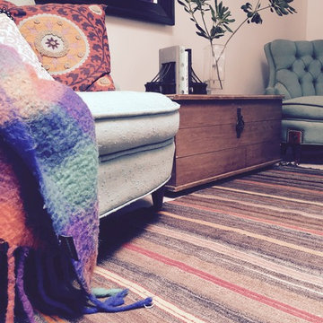 Striped Kilim adds depth in a Home Office
