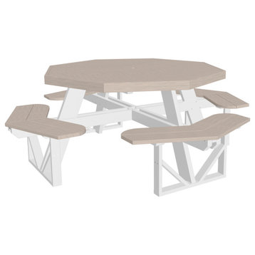 Poly Octagon Picnic Table, Birch & White