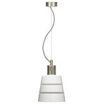 JESCO Lighting Group - Madison White LED Handcrafted Glass Pendent, Satin Nickel 3000K 90Cri - Madison White AC LED Handcrafted Glass Pendent with Satin Nickel Fittings 3000K. The MADISON Pendant is made of handcrafted glass and is suitable for a multitude of design settings. Available