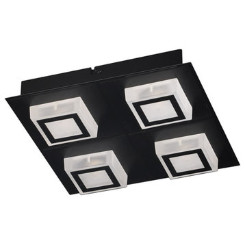Masiano 4-Light Integrated LED Flush/Wall Mount, Black, White Shade