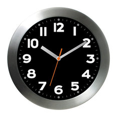 11" Brushed Aluminum Wall Clock Mega Black