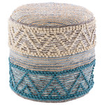 Livabliss - Sydney SYPF-001 18"x18"x16" Pouf - The Sydney Collection feautures compelling global inspired designs brimming with elegance and grace! The perfect addition for any home, these pieces will add eclectic charm to any room! The meticulously woven construction of these pieces boasts durability and will provide natural charm into your decor space. Made with Jute, Cotton, Polyester, Polybeads, Cotton in India. Spot clean only, Manufacturers 30 Day Limited Warranty.