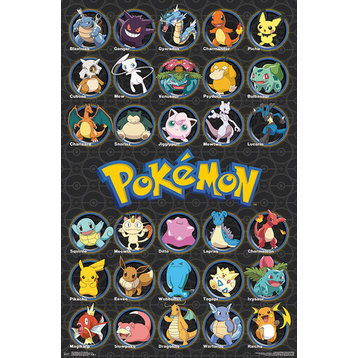 Pokemon All Time Favorites Poster, Black Framed Version