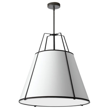 3 Light Trapezoid Pendant Black White Shade with 790 Diffuser