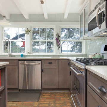 Transitional Kitchen Remodel Done in Both Stone and Boulder Color Cabinets