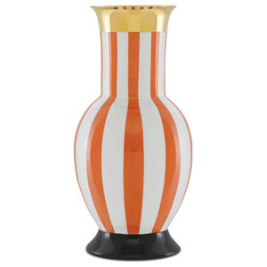 Vintage Tall Frosted Decorative Orange White Glass Vase with Bronze Accent 17