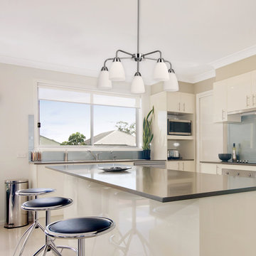 Candice 5-Light Chrome Chandelier with White Glass Shades