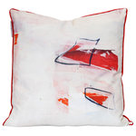 StyleCraft - Austin Allen James-Carousel-Linen Art Printed Pillow-White, Red, Blue-26" x 26" - Experience beloved Carousel Family Collection with this elegant throw pillow. Its artistic design features an abstract, painterly style inspired by Austin Allen James, giving it a unique and contemporary look. Perfect for adding a touch of sophistication to your living room or bedroom, its comfortable duck feather cotton composition offers an inviting place to rest your head.