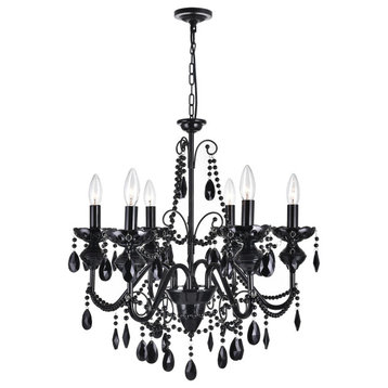 CWI LIGHTING 5095P22B-6 6 Light Up Chandelier with Black finish
