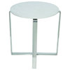 Rosa Side Table, Round Marble End Table, White Marble Top, Polished Steel Base