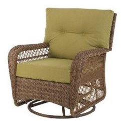 Charlottetown 2012 Brown All-Weather Wicker Patio Swivel Rocker - Outdoor Lounge Chairs