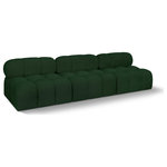 Meridian Furniture - Ames Boucle Fabric Modular Sofa, Green, 3-Piece: 3 Armless Chair - Introduce a touch of modern sophistication to your living area with the exquisite Ames Boucle Fabric Sofa. With plush green boucle fabric and unique design, it will elevate the visual appeal of your living space. This elegant and captivating sofa can be mixed and matched with other pieces from the collection to create an endless array of stunning looks. So, get ready to transform your living area into an inviting and stylish haven with the Ames Boucle Fabric Sofa.