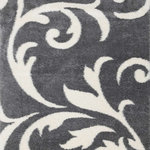 Alpine Rug Co. - Fairmont Collection Gray White Swirl Design Rug, 7'10"x10'6" - This thick frieze Fairmont rug comes in an elegant pattern of neutral colours. The heatset polypropylene fibers have many advantages: the synthetic fibres are stain-resistant, durable, and soft.