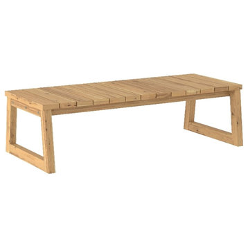 Modern Solid Wood Outdoor Slat-Top Coffee Table - Natural